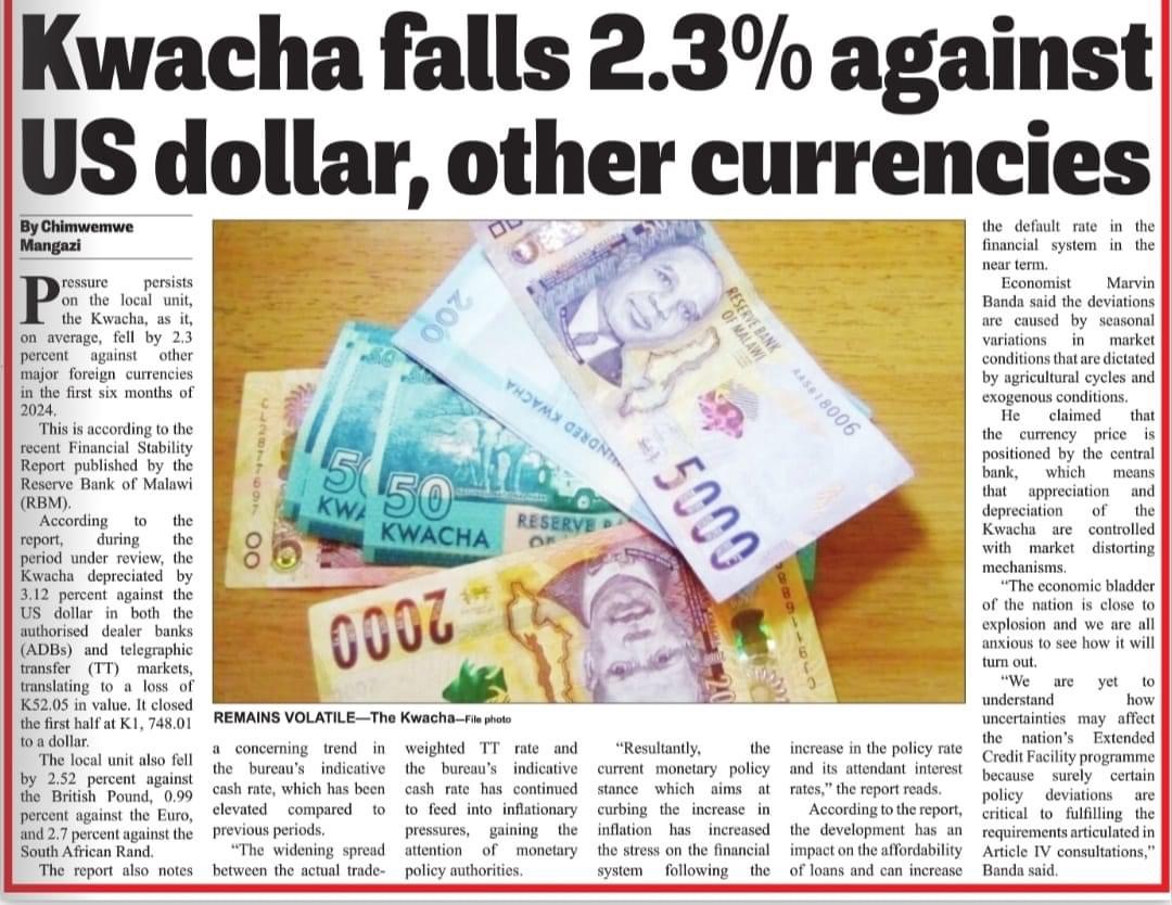 Malawi Kwacha Falls Again As RBM Continues To Lie